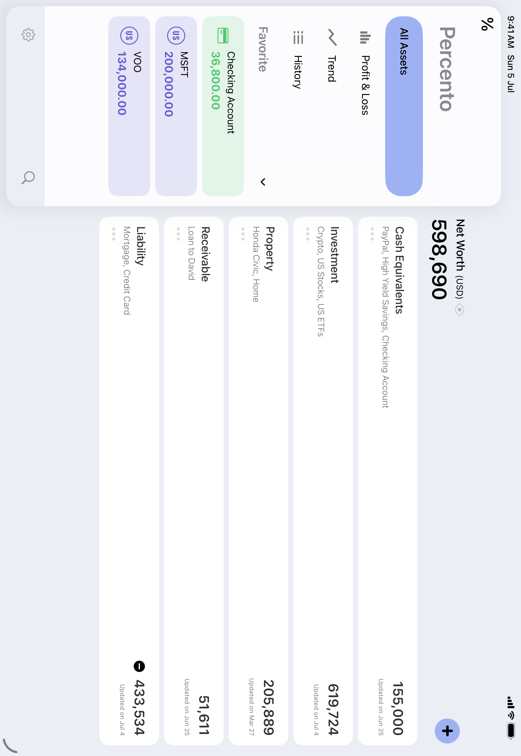 Percento iPad home screen screenshot
